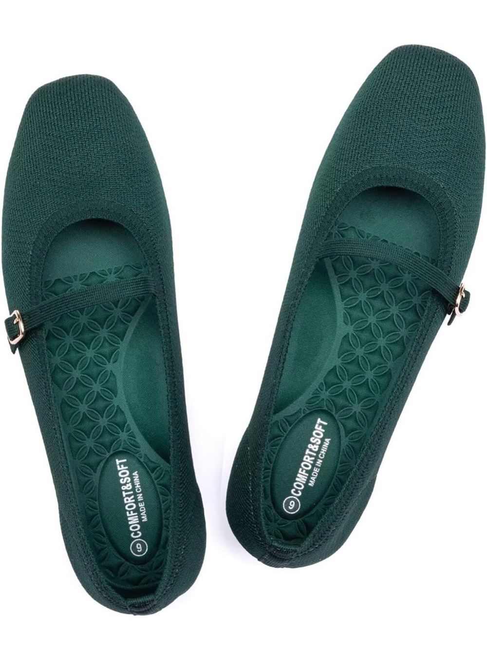 Emerald Green Knit Mary Jane Ballet Flats NWT